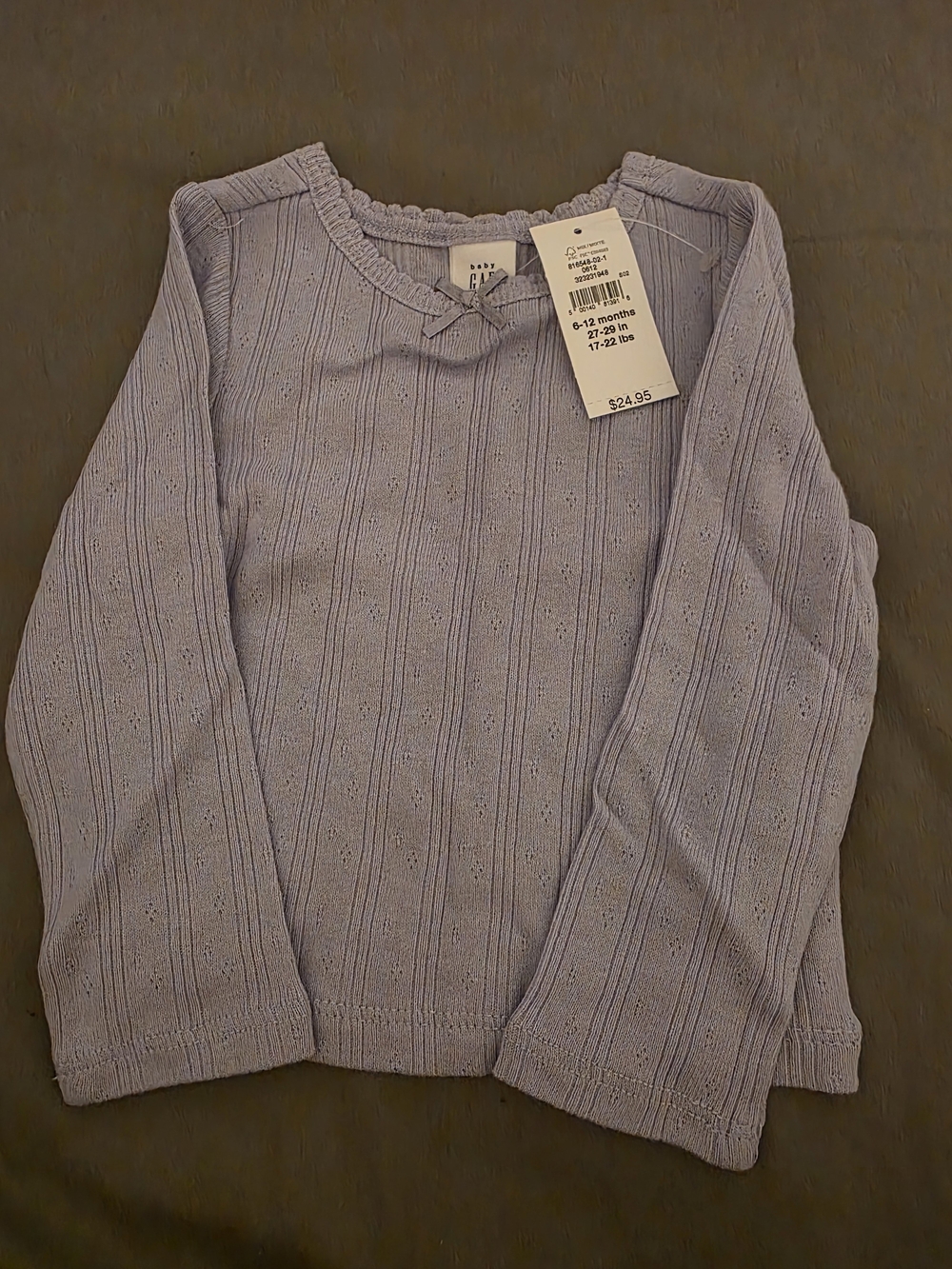 GAP Lilac Long Sleeve Ribbed Top
